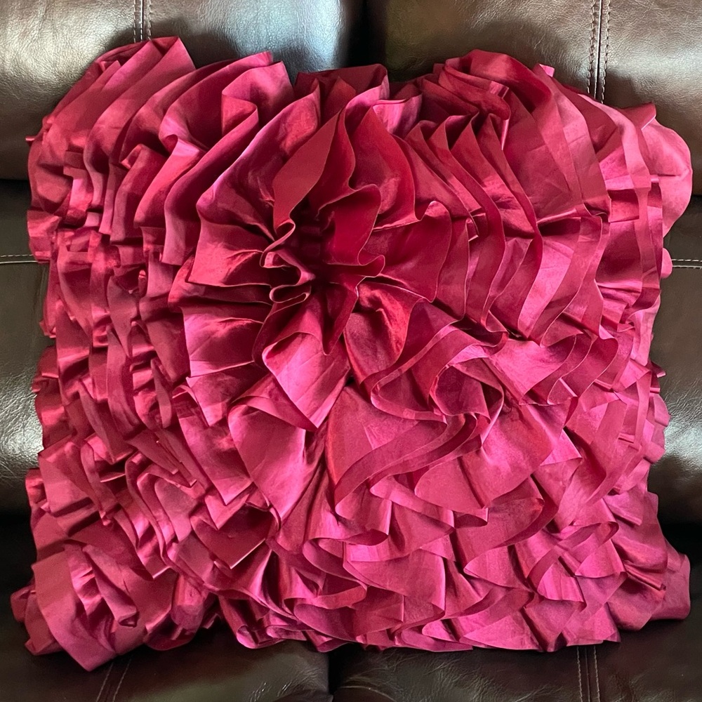 Pier 1 red ruffle accent pillow